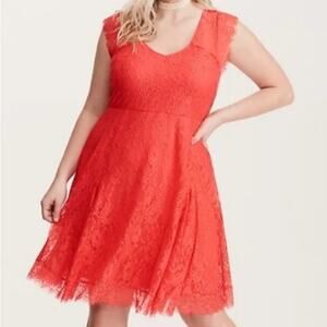 Torrid Rusty red Lace V-Neck lace Skater Dress